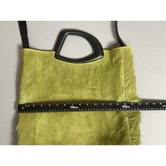 Dries Van Noten Haircalf Tote Chartreuse Green Leather Handle Rare Made Italy - Picture 9 of 17